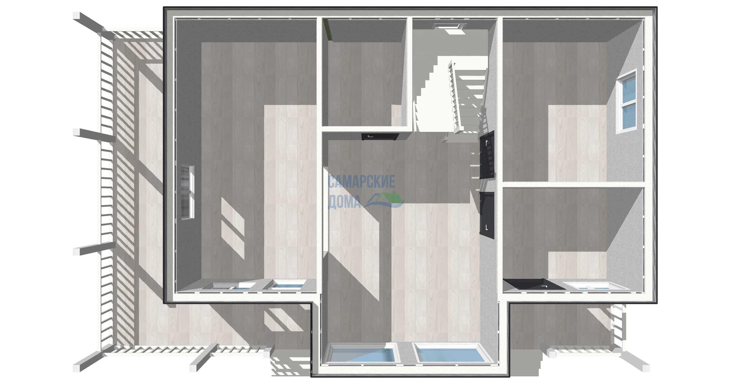 Планировка дома СД-152 1 этаж 3D